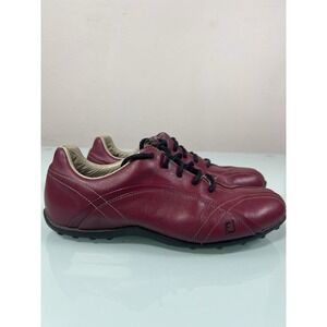 FootJoy Womens 7M Burgundy Red Leather Golf Shoes Spikeless